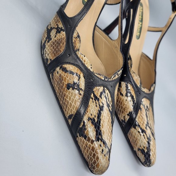 Mario Nardi Snakeskin Print Slingback Pumps - Picture 14 of 15